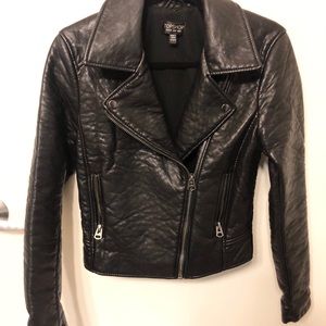 Topshop Faux Leather Biker Jacket - US 4